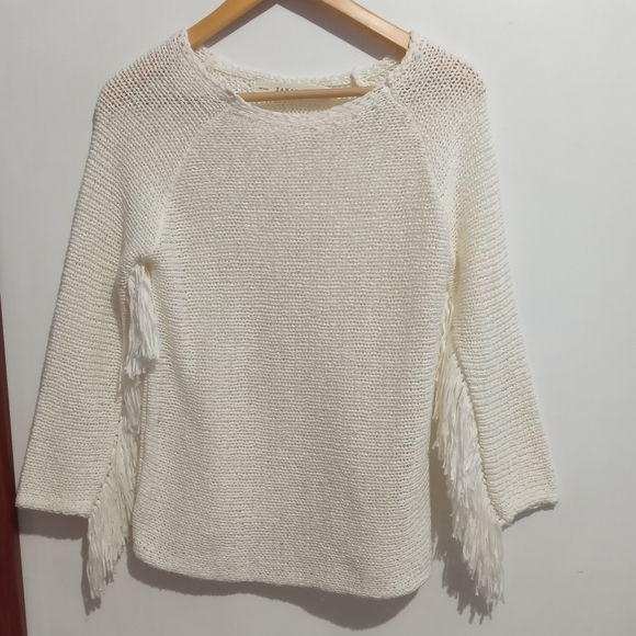 Zara M Knit Fringe Sleeves Sweater - Picture 3 of 9